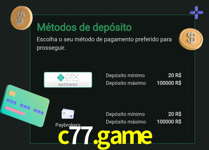 O cassino c77.game oferece uma grande variedade de métodos de pagamento
